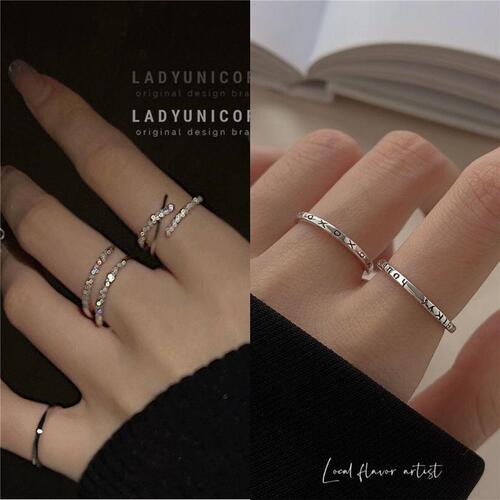 Korean style ins high-end love ring female niche design light luxury versatile cold style open adjustable index finger ring