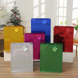 镭射覆膜包装纸手提纸袋镭射袋白卡纸带红酒礼品手提袋牛皮包装袋