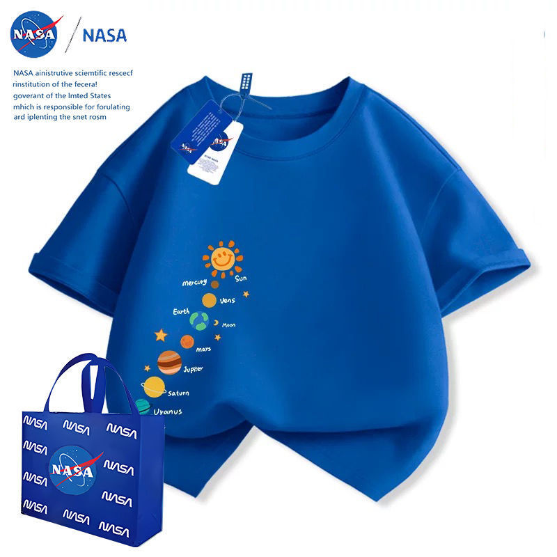 NASA ボーイズ半袖 Tシャツ 2025 新作夏中型と大型の子供と女の子の多用途でかわいいトップストレンディな子供服|undefined