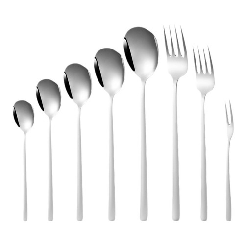 304 stainless steel spoon for household eating long handle Korean spoon dessert spoon fork coffee stirring spoon stainless steel tableware