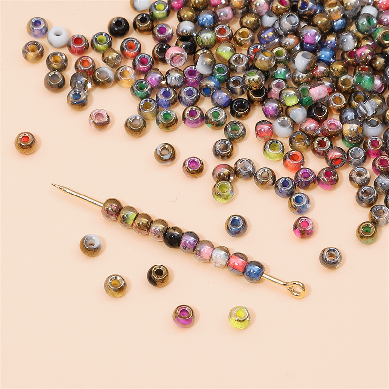 4mm domestic glass beads gradient gold colored round beads diy handmade bracelet necklace loose beads material wholesale