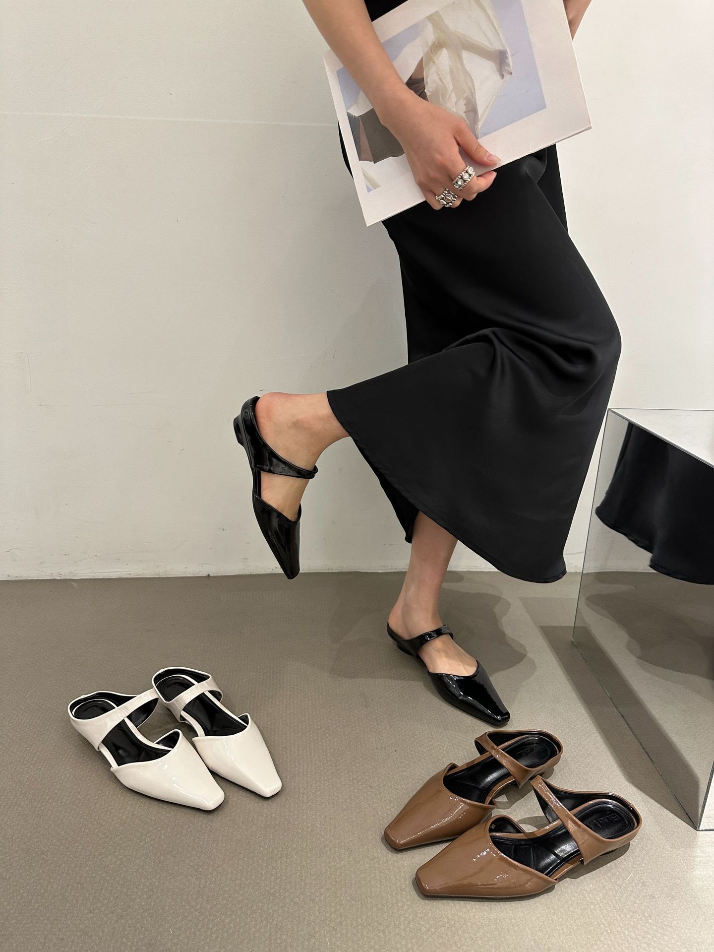 Forårs- og efterårssæson 2024 Ny flad sål Muller Cool Slippers Dame spids ruskind lavhælet enkeltsko Minimalistisk_voghion.com