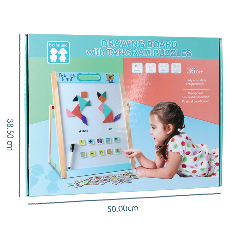 Juguetes de madera para niños Tablero de dibujo portátil magnético multifuncional Pizarra pequeña de doble cara Pizarra blanca Juguetes de dibujo de graffiti