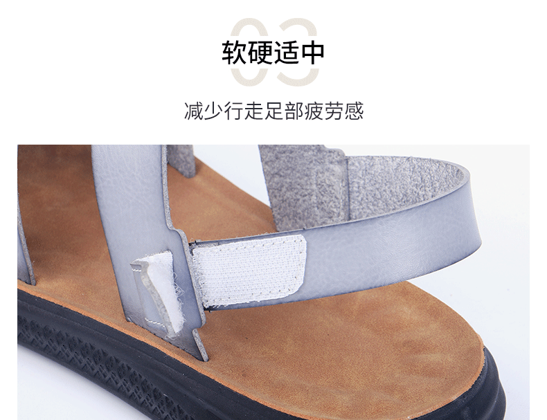 Dép sandal nam quai ngang hở ngón phong cách retro, chất liệu siêu sợi, cỡ lớn — Màu xám nhạt chi tiết 7