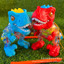 圣诞节送儿童手提炫酷恐龙可配充电关音乐彩光透明齿轮霸王龙灯笼