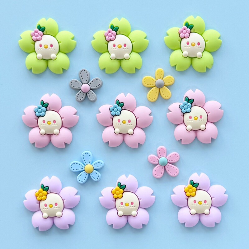PVC ソフトプラスチックジュエリー DIY アクセサリーかわいい漫画の花カラフルなひまわり冷蔵庫マグネット靴電話ケース装飾|undefined