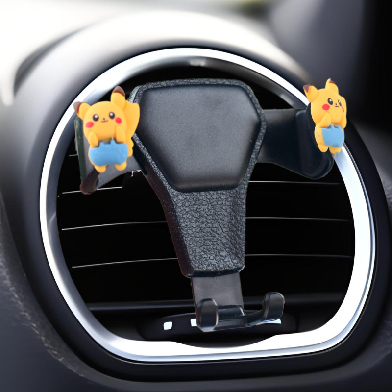 Nuevos adornos de coche de resina Pikachu, adornos de pantalla de navegación de consola central de coche de dibujos animados, adornos de movimiento de cabeza