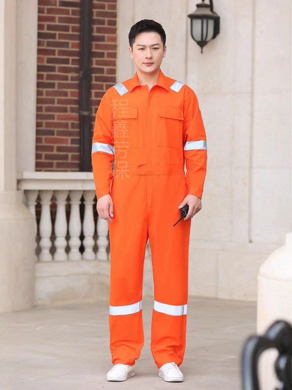纯棉工作服海员长袖蓝色反光条防尘连体套装劳保服车间电焊劳保服|undefined