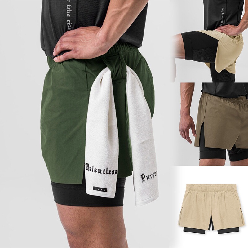 2023 New Men's Shorts American Style with Lining, Faux Two-Piece, Above-The-Knee Basketball Shorts, Training Sports Pants