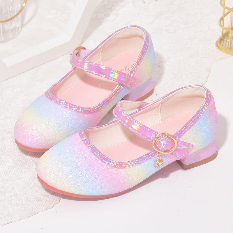 Girls' High-Heeled Shoes 2026 New Model Princess Dress Performance Catwalk Model Soft-Soled Little Girl Children's Crystal Shoes
