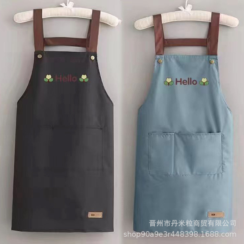 围裙防水防油男女款厨房做饭围腰纯色简约背带大兜餐厅工作服加长|undefined