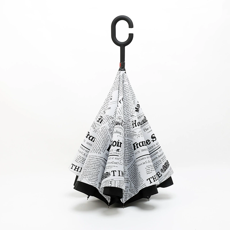 Зеркальная/обратная рекламная зонт с S-образной ручкой обратный зонт против ветра прочная прямая стойка подарочный зонт одноручный двуслойный автомобильный зонт со спотом