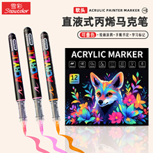 现货直液式丙烯马克笔防水快干不晕染学生手绘美术工具美术水彩笔