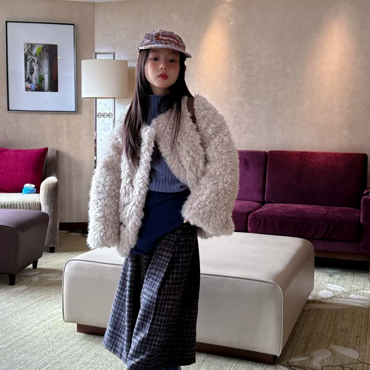 花与寻童装女童外套2025秋冬新款韩版长毛皮毛一体慵懒氛围感穿搭