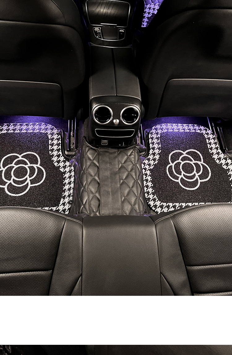 Car foot mat universal Camellia silk ring Universal single piece anti-dirty carpet decoration car mat rear row foot mat