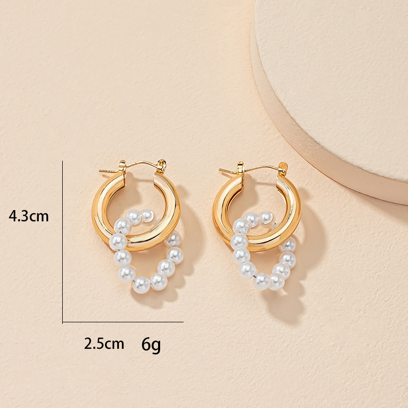 Boucles D&#39;oreilles De Personnalité Simple De Luxe Perle Géométrique Populaire display picture 4