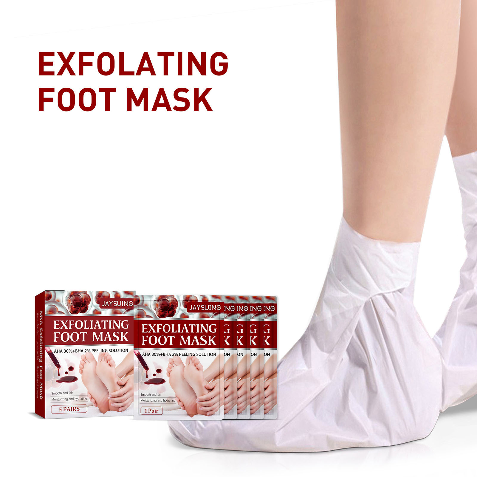 Jaysuing Fruit Acid Foot Mask Gentle Cleansing of Foot Skin, Nourishing and Moisturizing Foot Mask
