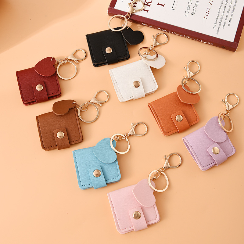 New creative mini photo leather keychain pendant, portable couple photo photo case, bag charm, keychain