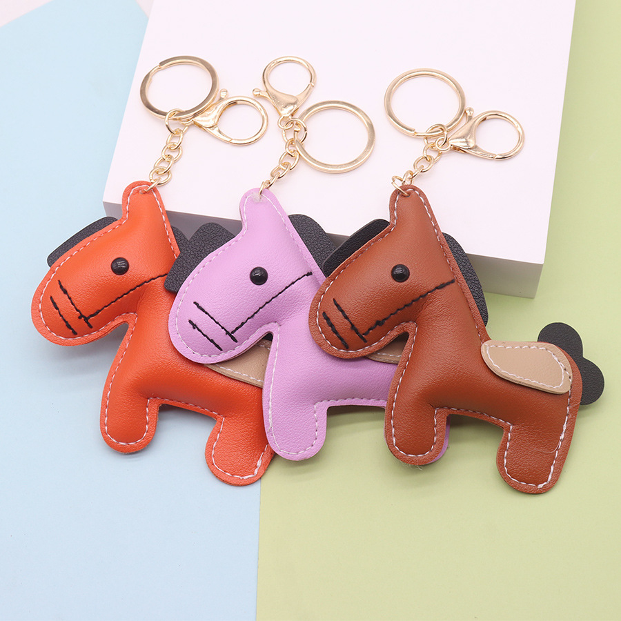 Colgante de pony de cuero de imitación de moda, bolso de todo fósforo de cuero de cuero, bolso de llave de coche de moda lindo, colgante de bolsa
