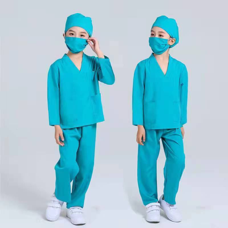 Vestido blanco de los niños ropa de la enfermera pequeño médico vestido quirúrgico prevención de epidemias para niños protesta ropa para niños traje de baile retrógrado
