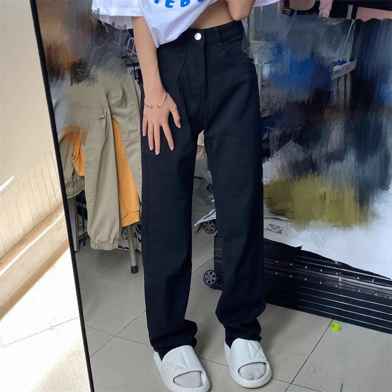 Black Wide-Leg Jeans for Petite Women, Spring and Autumn 2026 New Style, Slimming American High Street Style, Drapey Straight Pants