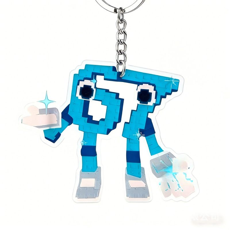 Colgante transfronterizo robar un elemento de brainrot 67 patrón de llaver colgante acrílico mochila plana image 12