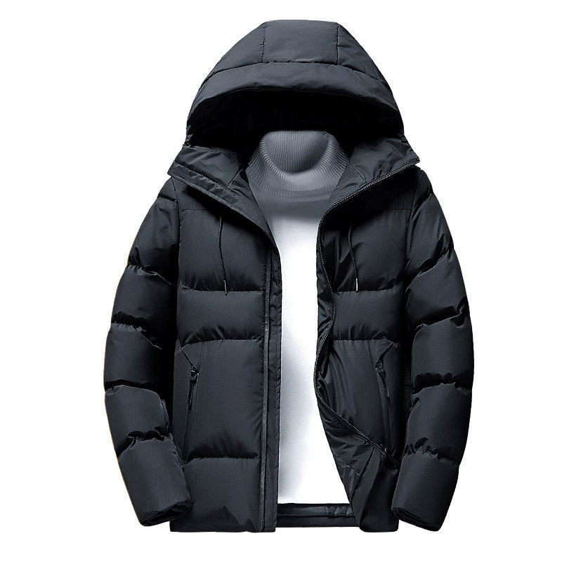 Down jacket with hood, thickened warm winter coat, quilted insulation, sizes M–6XL