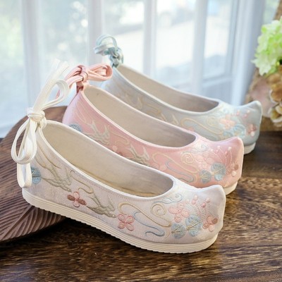 Hanfu shoes female antique embroidered shoes looking shoe bow shoes han female in huai antique quietly elegant is increased