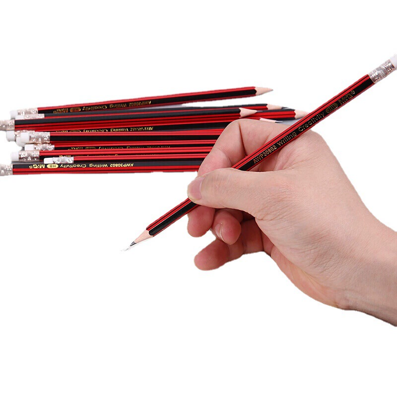 Chenguang AWP30802 Red and Black Pump Pencil Students Use pencil wooden pencil 12 HB hexagonal art paintings