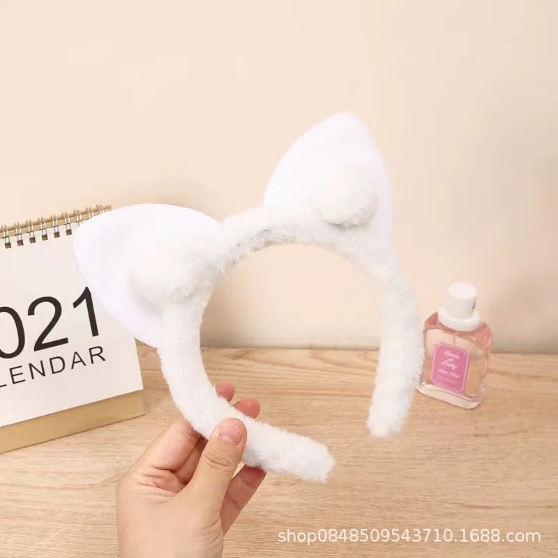 Diadema de oreja de gato-blanco