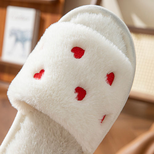 Autumn/Winter Cotton Slippers, Summer Linen Cotton Slippers for Women, Home/Indoor Non-Slip Couple Slippers, Ladies' Small Heart Slippers