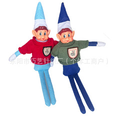 亚马逊热销毛衣娃娃 圣诞树挂件毛绒玩具 书架的红衣玩偶布艺精灵