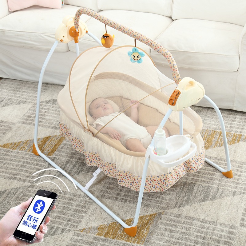 [Source Factory] Electric Cradle Bed, Folding Rocking Chair, Smart Coaxing Baby Bed, Cross-Border Foreign Trade Maternal and Infant Supplies