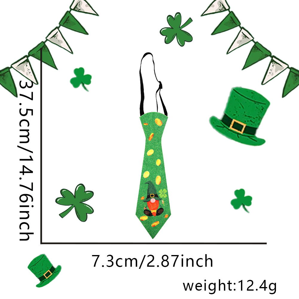 Día de San Patricio de los niños irlandeses corbata de trébol decoración de la fiesta de dibujos animados perezoso corbata sin nudos