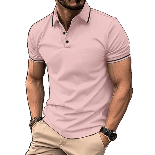 European and American cross-border Instagram 2024 summer AliExpress Amazon men's button-down ribbed collar sports polo shirt