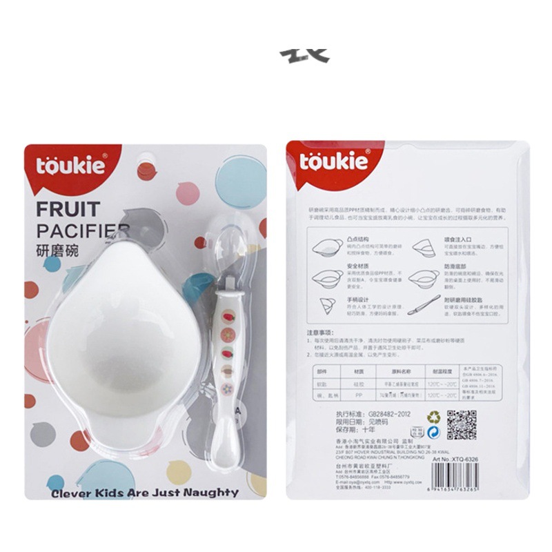 Toukie poco travieso bebé alimentación suplemento alimenticio vajilla traje bebé recién nacido cuchara de silicona tazón de molienda