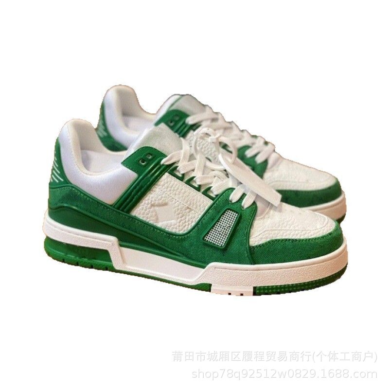 莆田 高版trainer 驴家四叶草透气休闲鞋情侣牛仔系带男女板鞋L|undefined