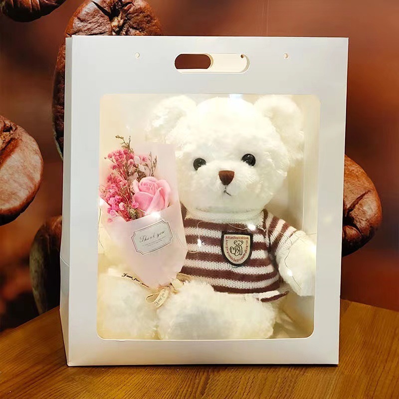 Bolsa de regalo ramo oso de peluche lindo juguete de peluche cumpleaños para niñas temporada de graduación Día de San Valentín
