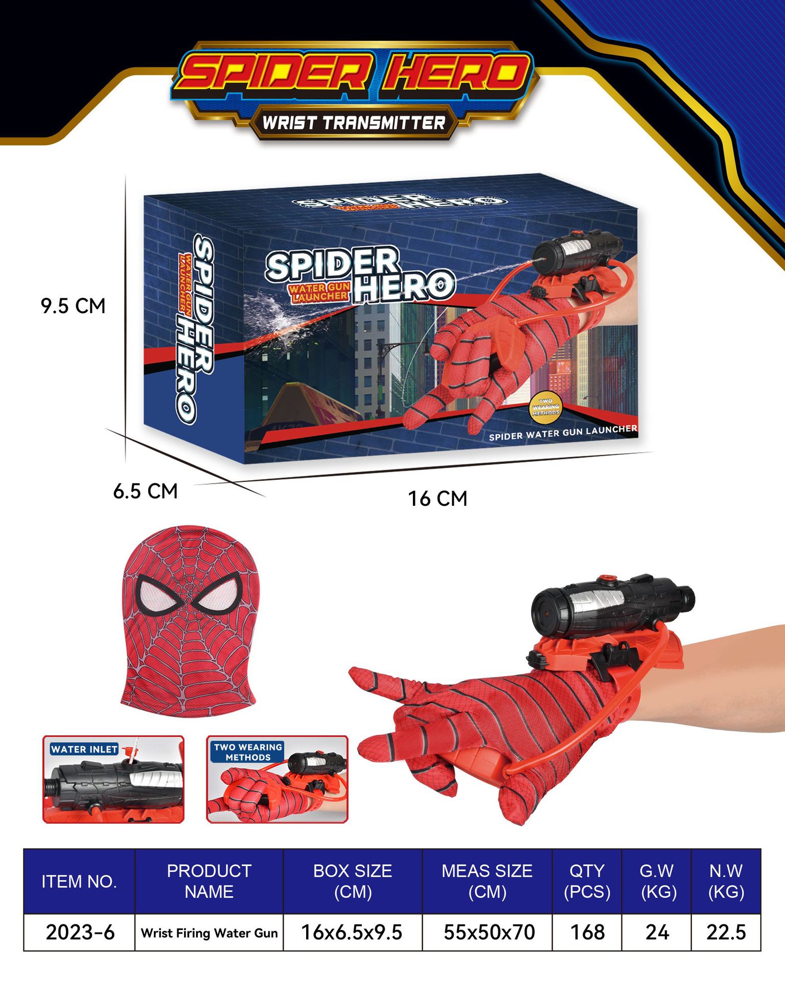Lanzamiento transfronterizo pistola de agua eléctrica Spider Hero negro sentido de la tecnología de los niños guantes de pistola de agua tipo pulsera al por mayor