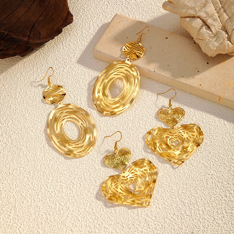 Aretes de oro geométrico de estilo europeo y americano mujeres estilo de moda estilo