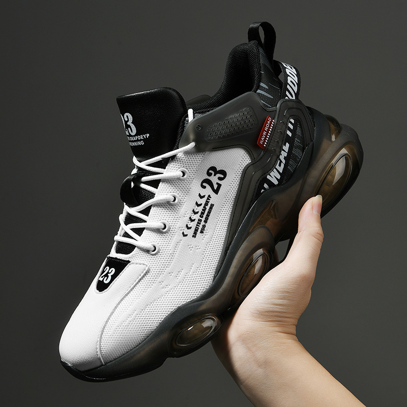 Spring 2023 men's high-top sneaker tide high quality Combat basketball shoes real popcorn mesh live men's shoes