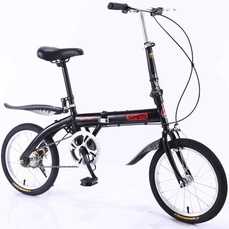 Bicicleta plegable para mujer, bicicleta portátil ligera, mini bicicleta de ruedas pequeñas de 16 pulgadas con doble plegado para estudiantes, venta al por mayor de fábrica