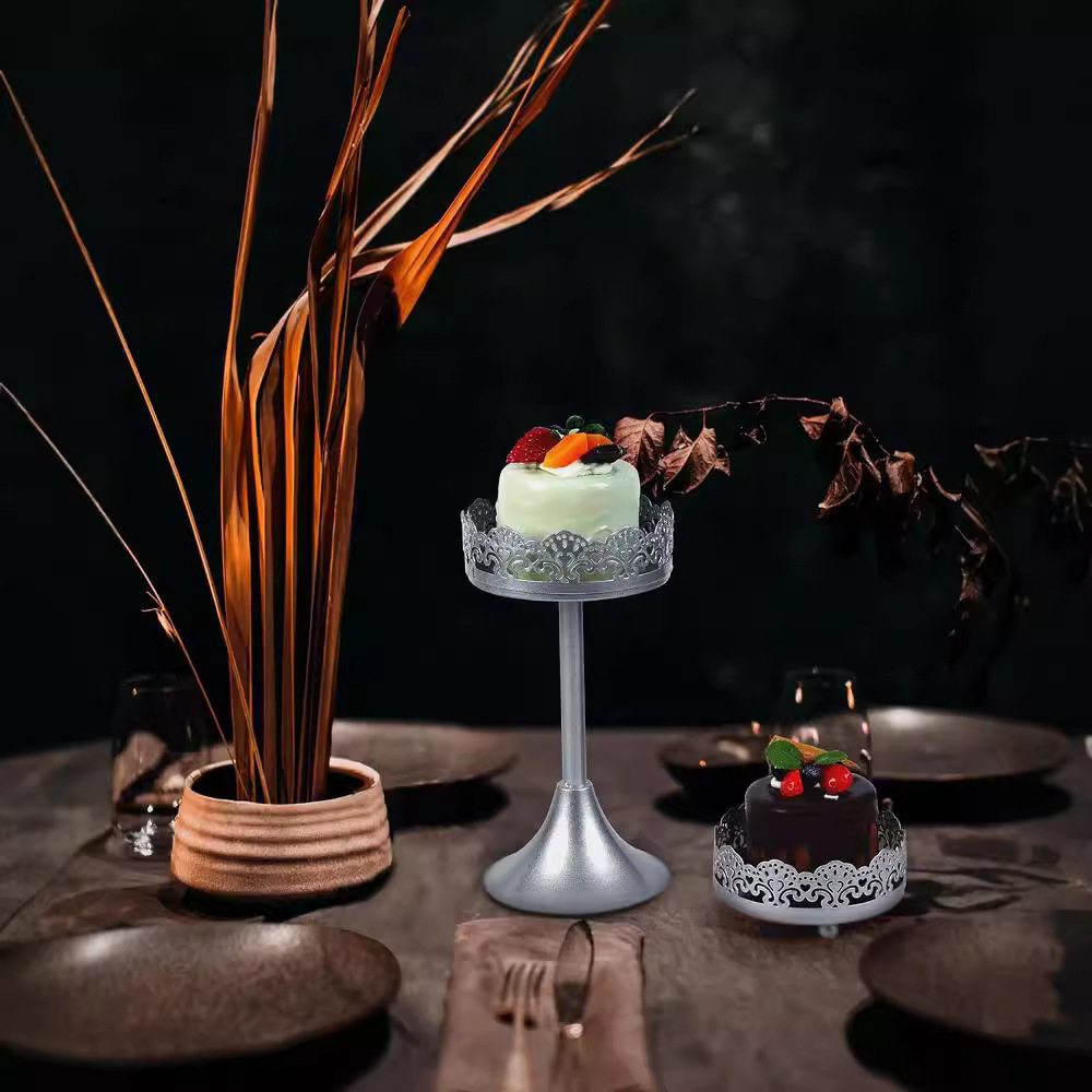 Soporte de pastel dorado de lujo ligero de estilo europeo, accesorios de fiesta de cóctel, plato de pastel, decoración, tienda de postres, juego de soporte de pastel