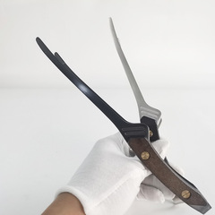 316ステンレス鋼製屋外用牛角型バーベキュークリップ、木製ハンドル付き、焼き肉クリップ、ステーキ焼き、火傷防止、キッチン用フードクリップ