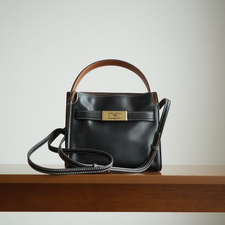 Guangdong-Made Pure Original Tb Lee Radziwill Original First-Layer Cowhide Mini Double-Layer Tote Bag Single Shoulder Crossbody Bag