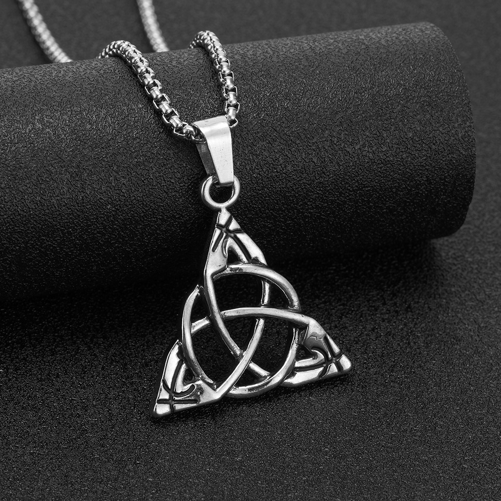 Celtic Viking Triangle Pendant For Men Retro European Style Star Moon_voghion.com