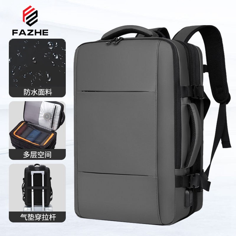 Mochila expandible transfronteriza Mochila impermeable de gran capacidad de alta calidad para hombres Mochila de viaje de 17 pulgadas con separación en seco y húmedo