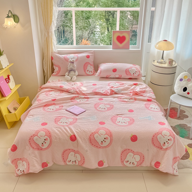 Hilo arrugado, colcha para niños, colcha de aire acondicionado universal de cuatro estaciones, colcha fresca de verano, colcha de fibra de soja, lavable a máquina