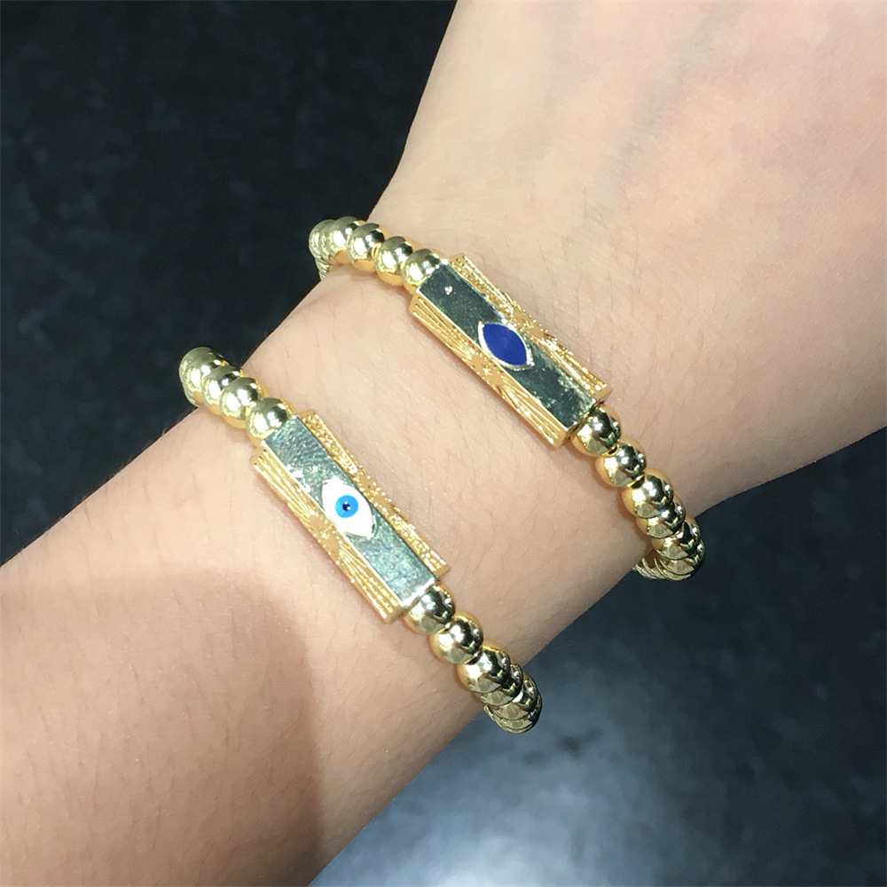 Devilu0027s Eye Oil Drop Copper Bracelet 2021 New Golden Bead Trendy Hip Hop Style Bracelets Wholesa