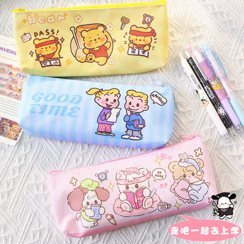 Cute girly heart original pencil bag large capacity portable stationery bag cartoon ins style pencil bag pencil case stationery bag